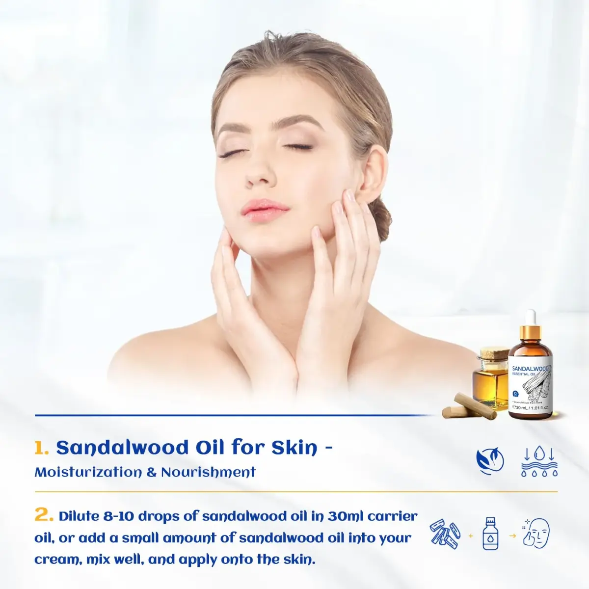 HIQILI Sandalwood Essential Oil, 3.38 Fl Oz (100ml) | Authentic USA Import for Perfume & Diffuser - view 3