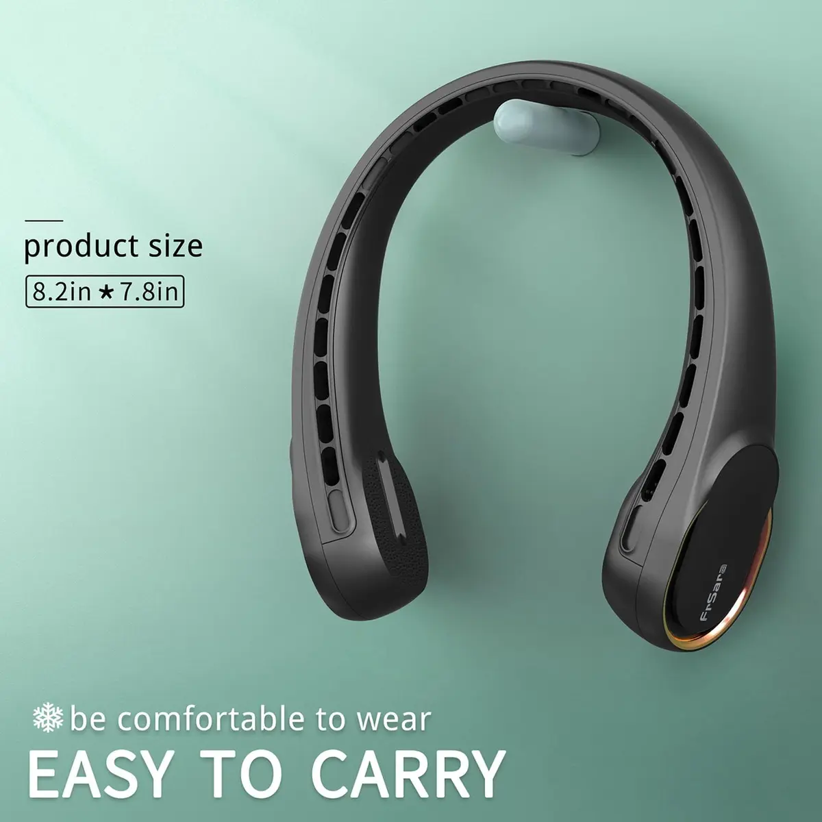 FrSara A8 Portable Neck Fan with 4000mAh Battery, 3-Speed, Bronze Black | Cools in 3 Seconds - view 6