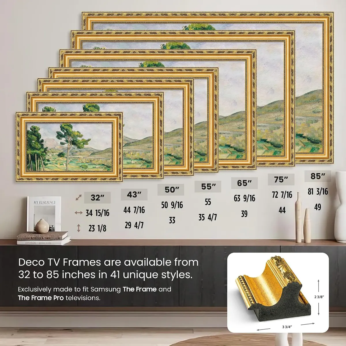 Frame My TV Ornate Gold 32" Deco TV Frame for Samsung The Frame/Pro TVs | Elegant Aluminum Design (70-120 chars) - view 4