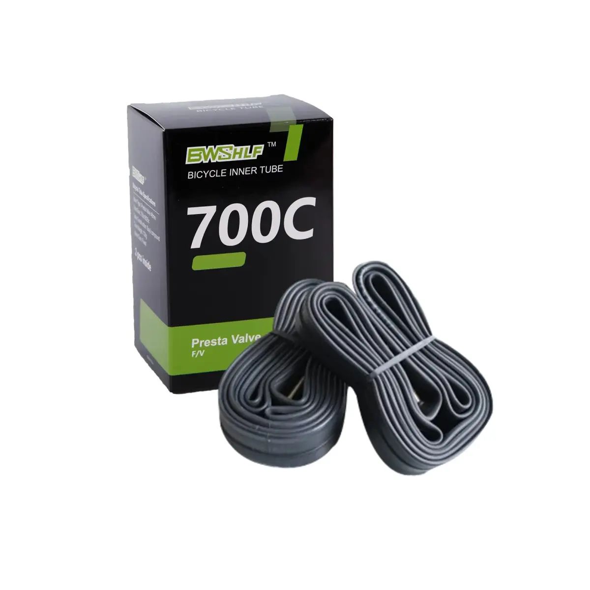 BWSHLF Bike Inner Tube 700x18/25C 48mm Presta Valve 2-Pack | High-Quality Butyl Rubber for Road Bikes - main product image