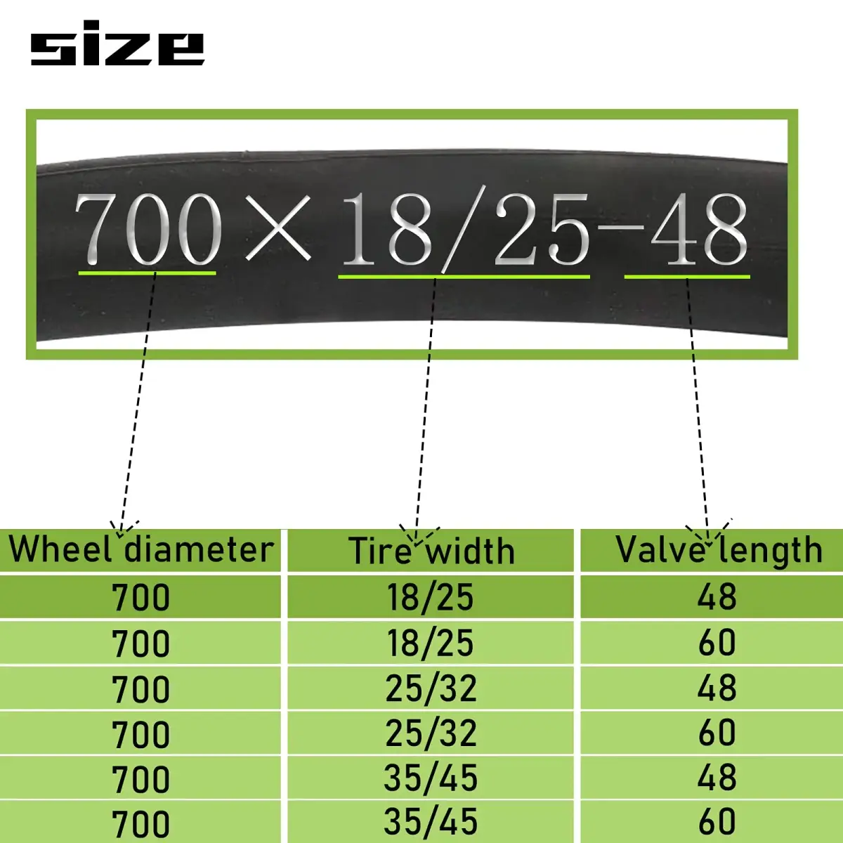 BWSHLF Bike Inner Tube 700x18/25C 48mm Presta Valve 2-Pack | High-Quality Butyl Rubber for Road Bikes - view 3