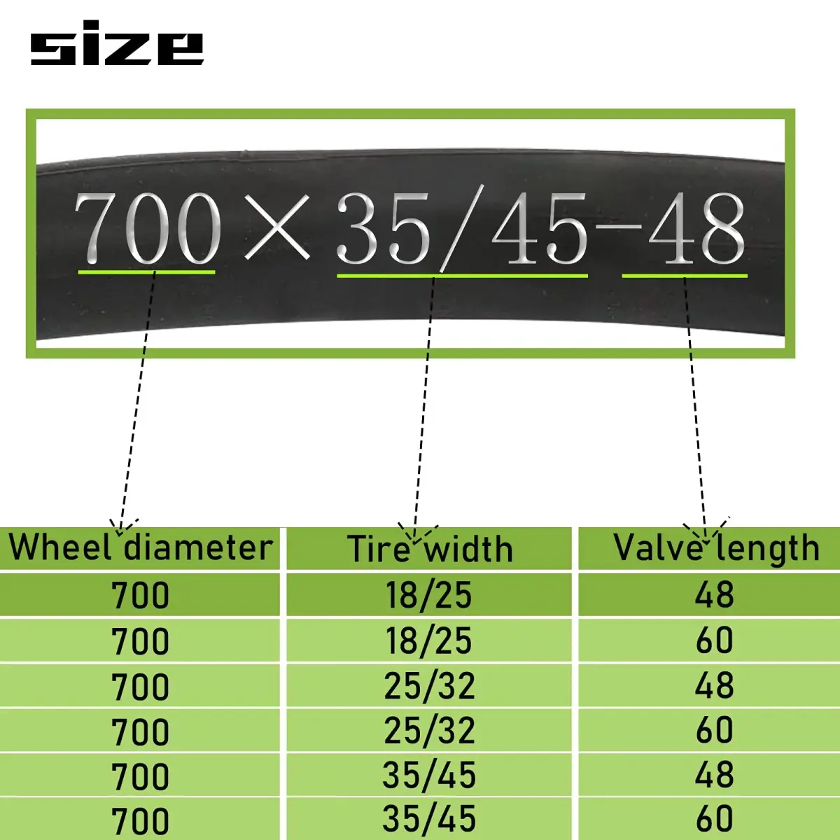 BWSHLF 700x35-45c Road Bike Tube 2-Pack | 48mm Presta Valve, 28" (700c) Butyl Inner Tube - view 4