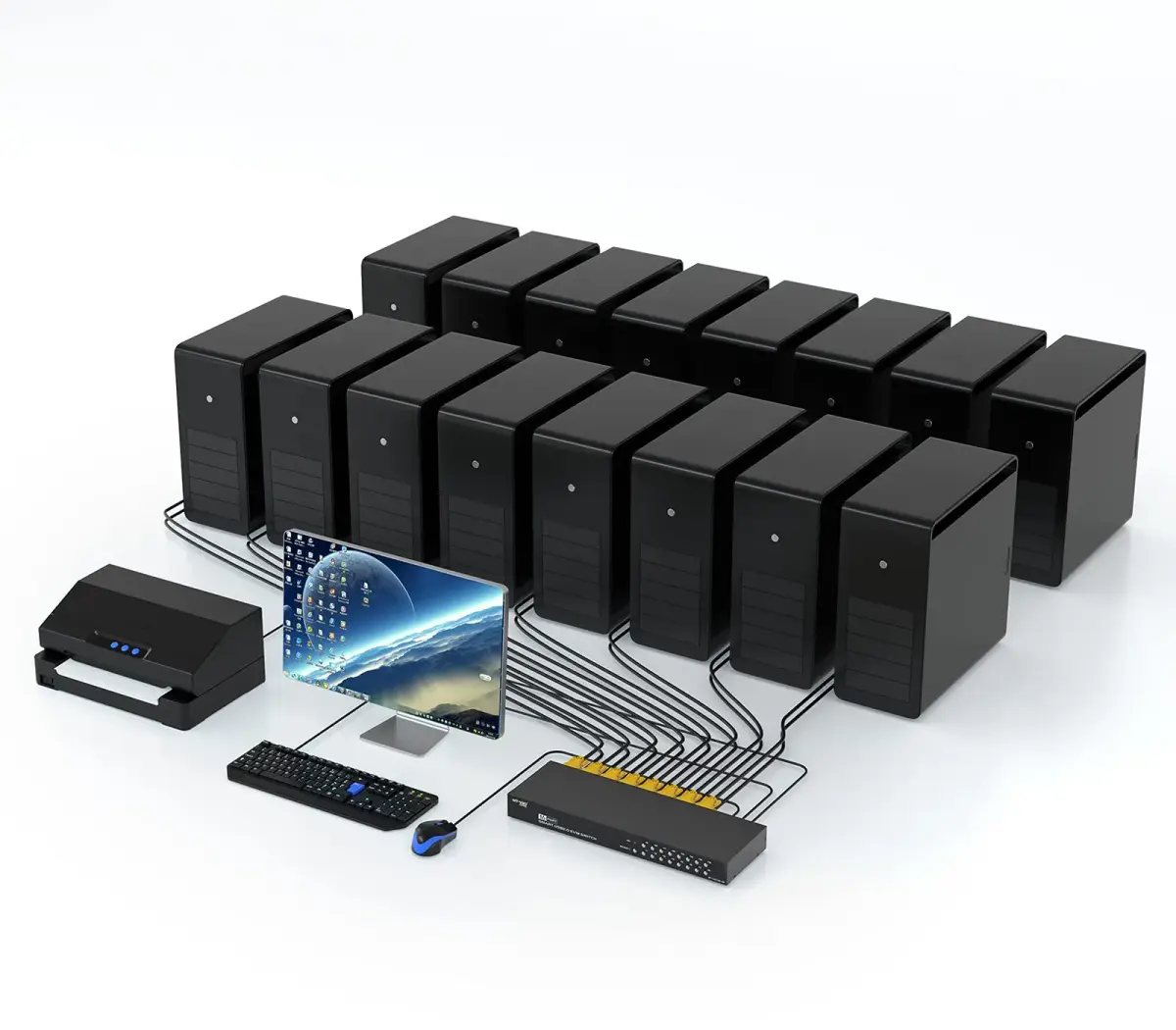 MT-VIKI 16 Port KVM Switch Rackmount 1U 19'' | Control 16 Computers with 1 Keyboard, Mouse, Monitor - view 6