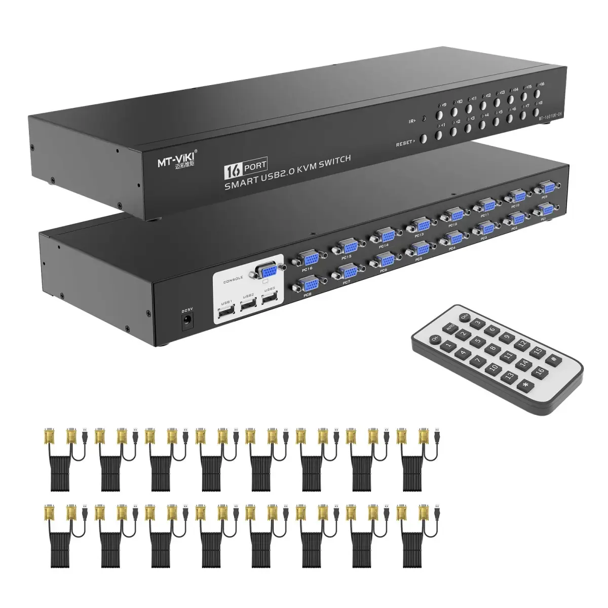 MT-VIKI 16 Port KVM Switch Rackmount 1U 19'' | Control 16 Computers with 1 Keyboard, Mouse, Monitor - view 7