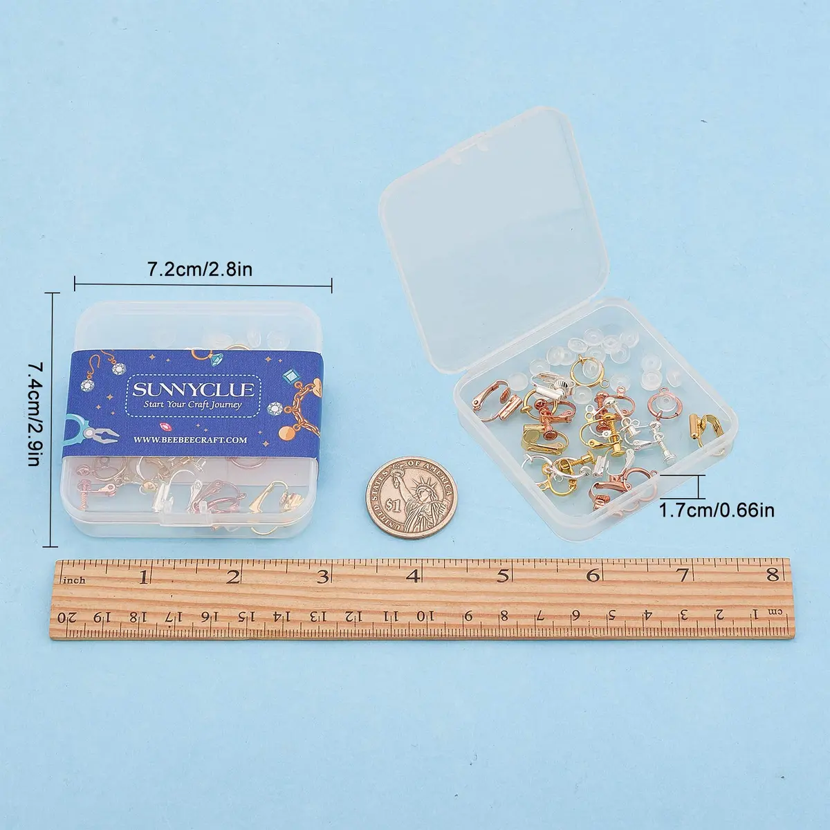 SUNNYCLUE 18Pcs 3 Colors Clip-on Earrings Converter Brass Non Pierced Earring Findings & 20Pcs Plastic Earring Pads for DIY Jewelry Making - view 7