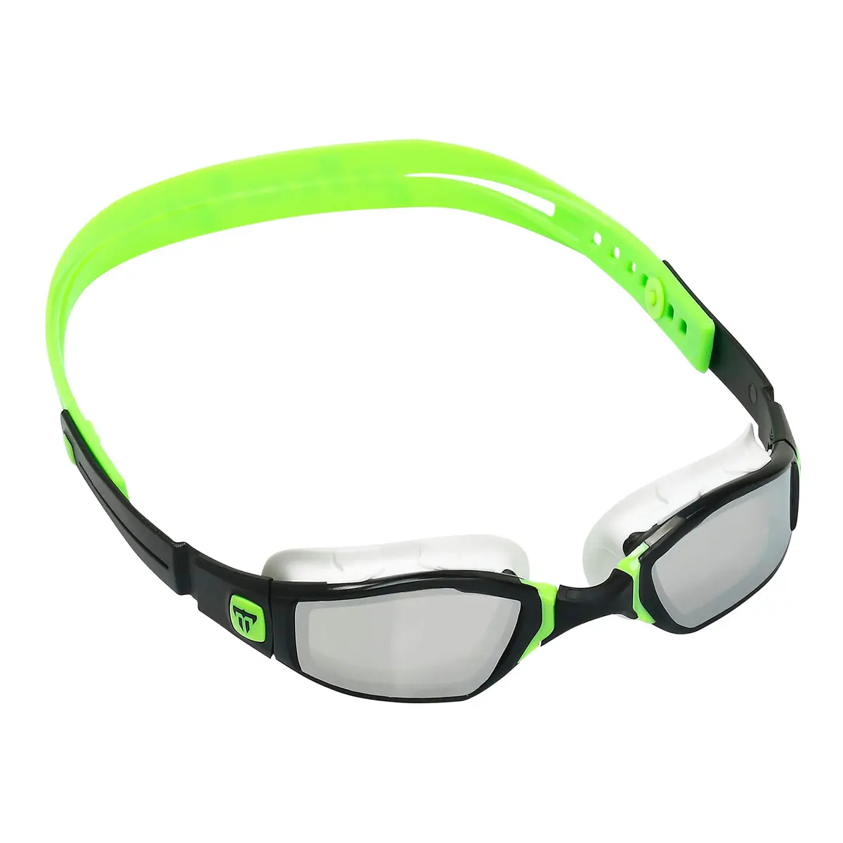 Phelps Ninja Competitive Swim Goggles Silver Mirror Lens Black & Lime Frame | Anti-Fog UV Protection - main product image