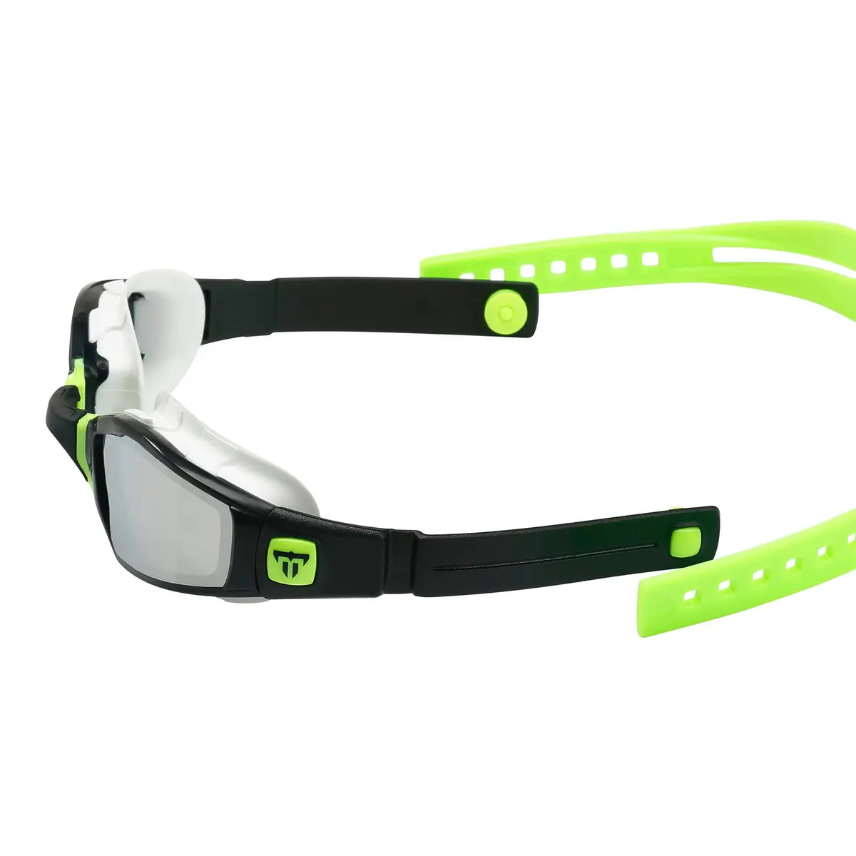 Phelps Ninja Competitive Swim Goggles Silver Mirror Lens Black & Lime Frame | Anti-Fog UV Protection - view 6