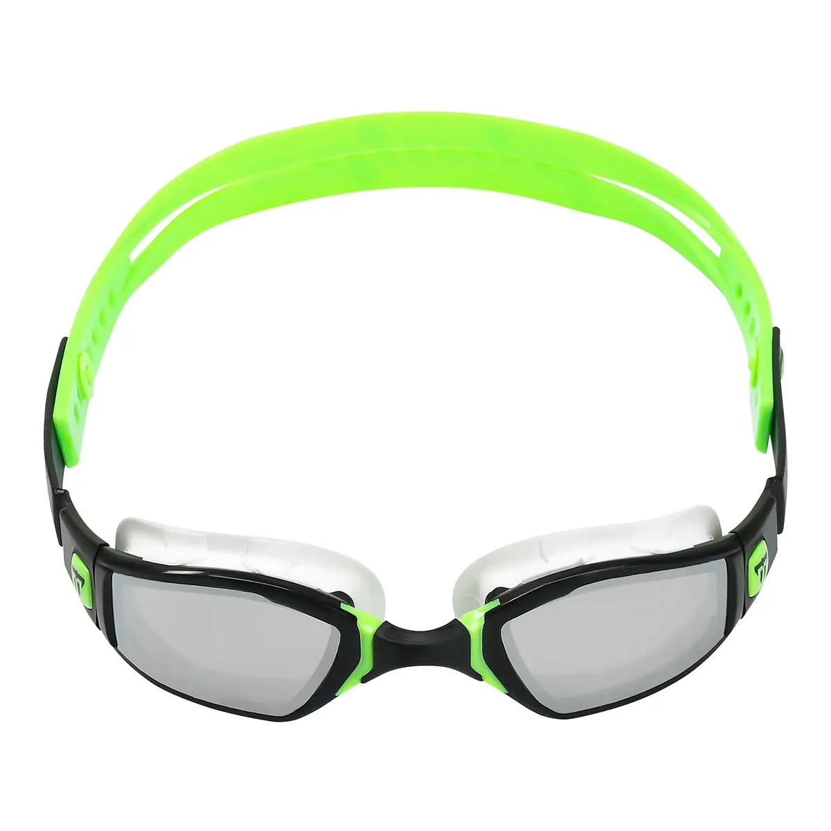 Phelps Ninja Competitive Swim Goggles Silver Mirror Lens Black & Lime Frame | Anti-Fog UV Protection - view 2