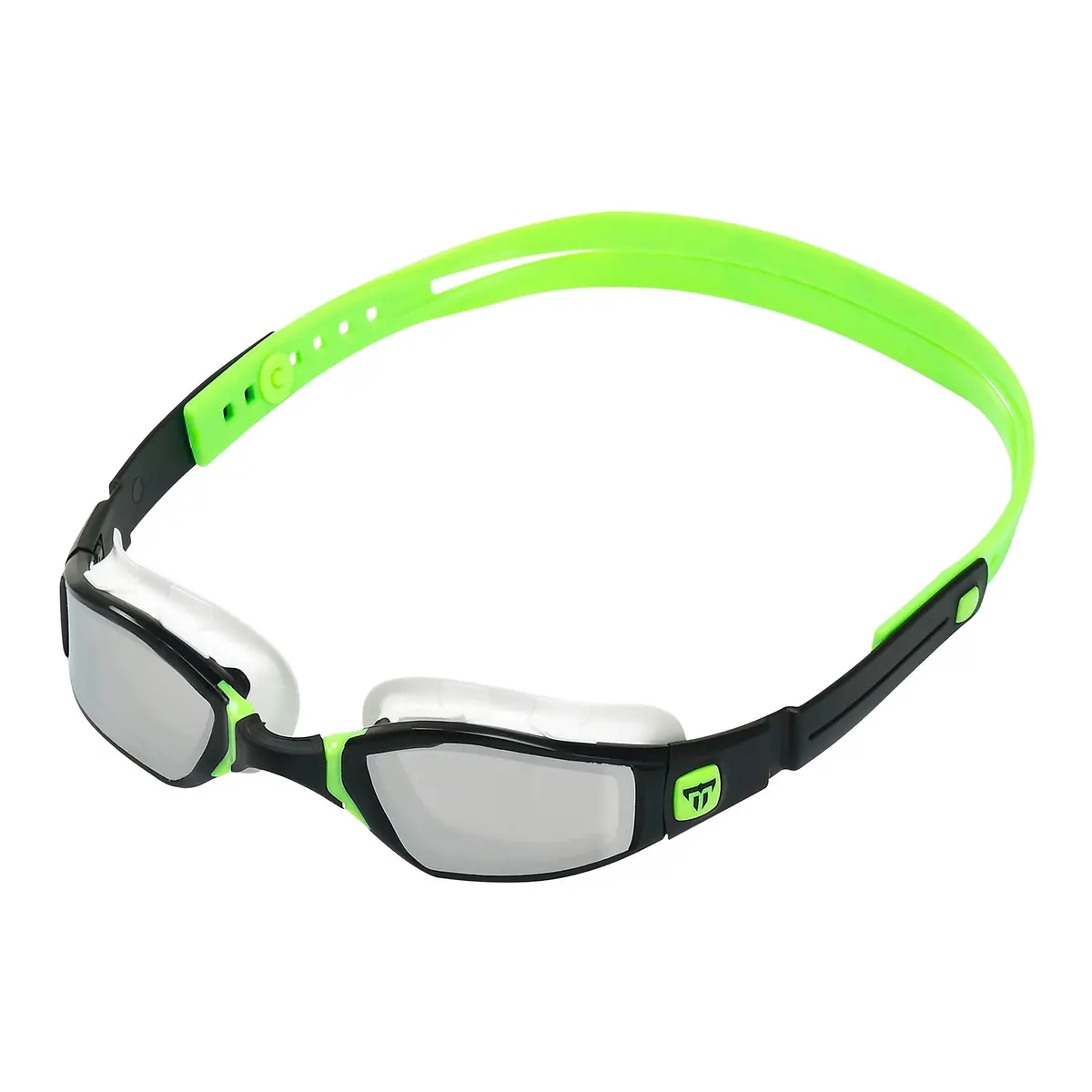 Phelps Ninja Competitive Swim Goggles Silver Mirror Lens Black & Lime Frame | Anti-Fog UV Protection - view 3