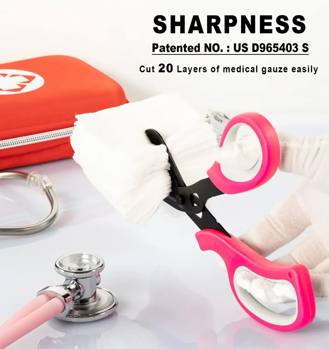 MEUUT Pink+pink Trauma Shears (2-Pack, 7.8 Inch) - Patented Stainless Steel with Oxygen Wrench - view 2
