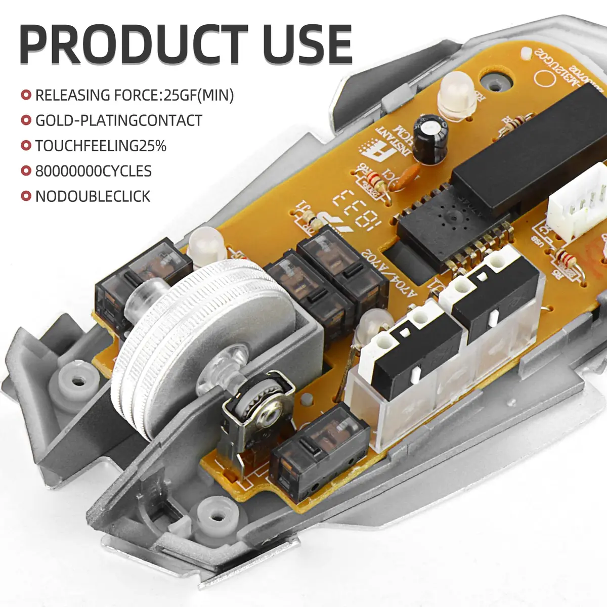 RunJRX YIMAGUJRX Black Kailh GM 8.0 Mouse Switch 4Pcs | Gaming Mouse Replacement - view 5