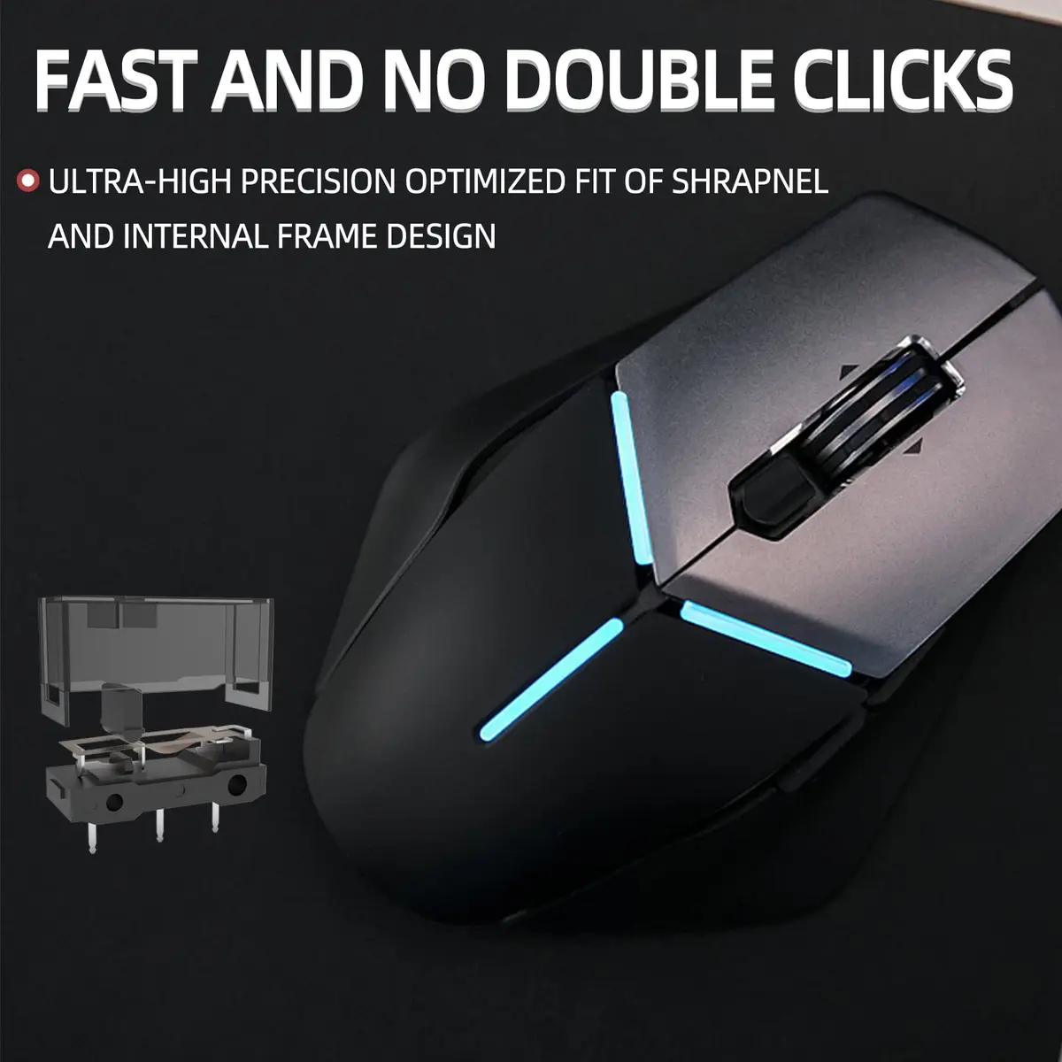 RunJRX YIMAGUJRX Black Kailh GM 8.0 Mouse Switch 4Pcs | Gaming Mouse Replacement - view 6
