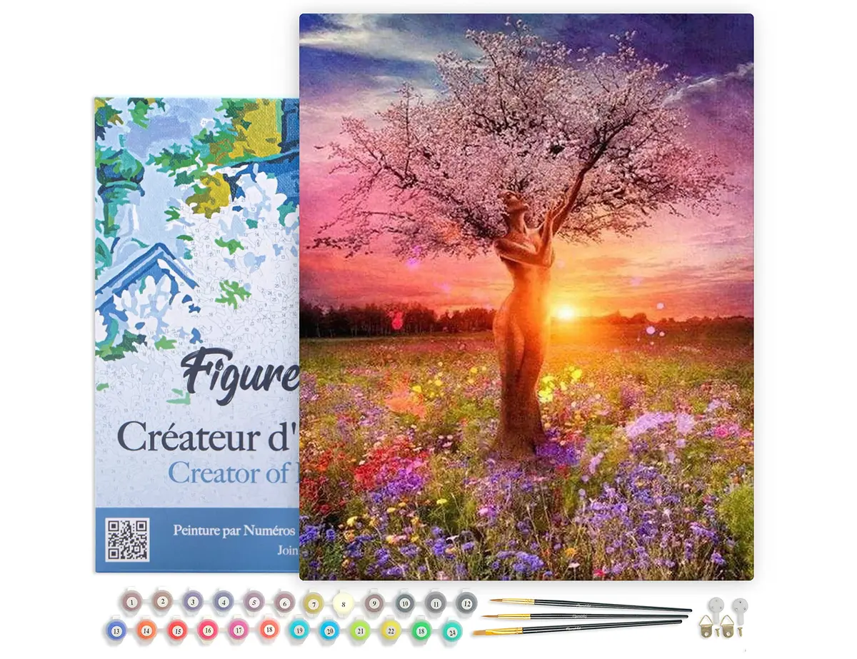 Figured'Art Paint by Numbers Kit for Adults with Frame Tree with Female Body 16"x20" | DIY Canvas Art - main product image