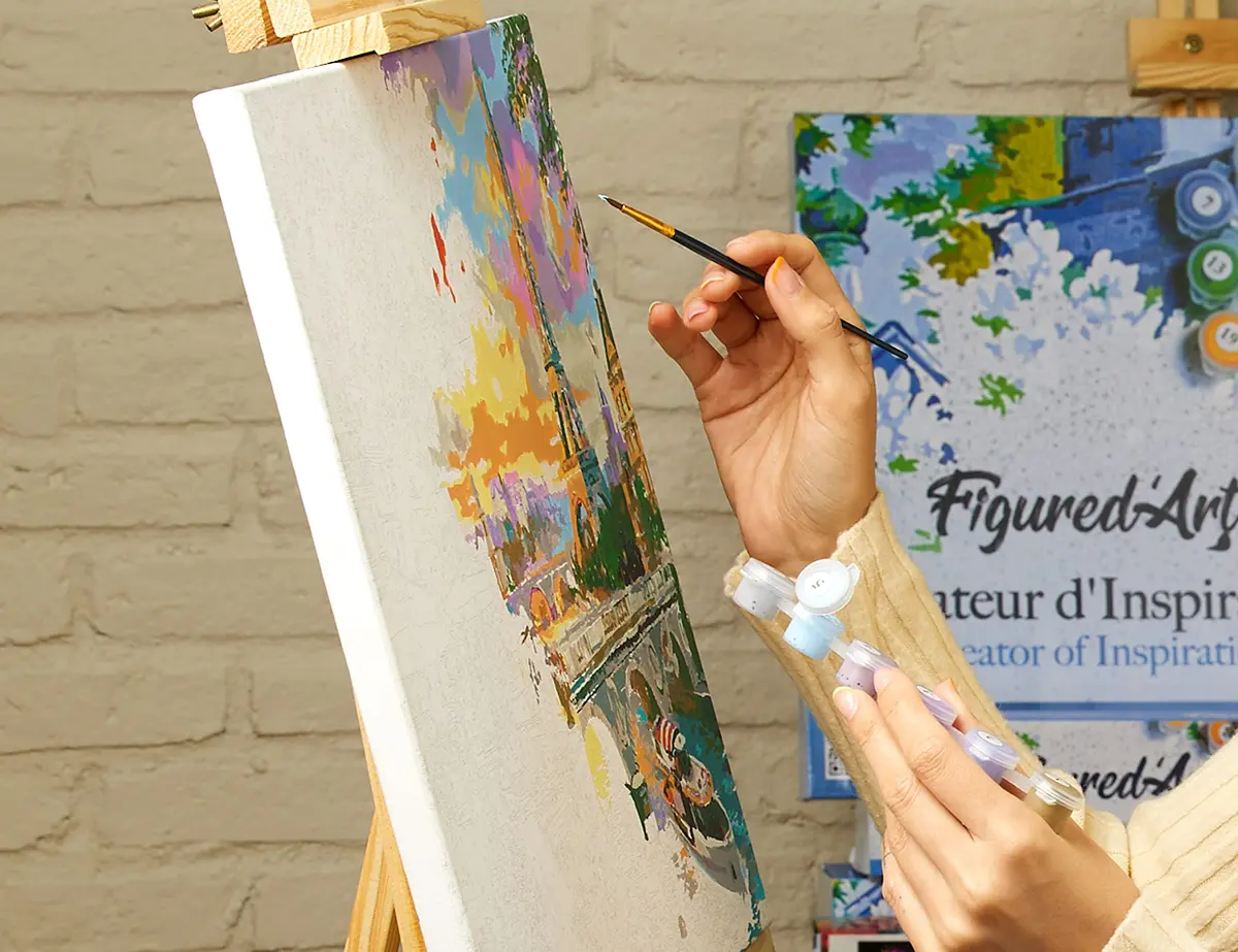 Figured'Art Paint by Numbers Kit for Adults Full Moon with Colourful Reflections 16"x20" | DIY Art Canvas - view 3