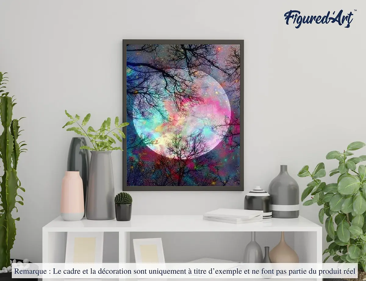 Figured'Art Paint by Numbers Kit for Adults Full Moon with Colourful Reflections 16"x20" | DIY Art Canvas - view 4