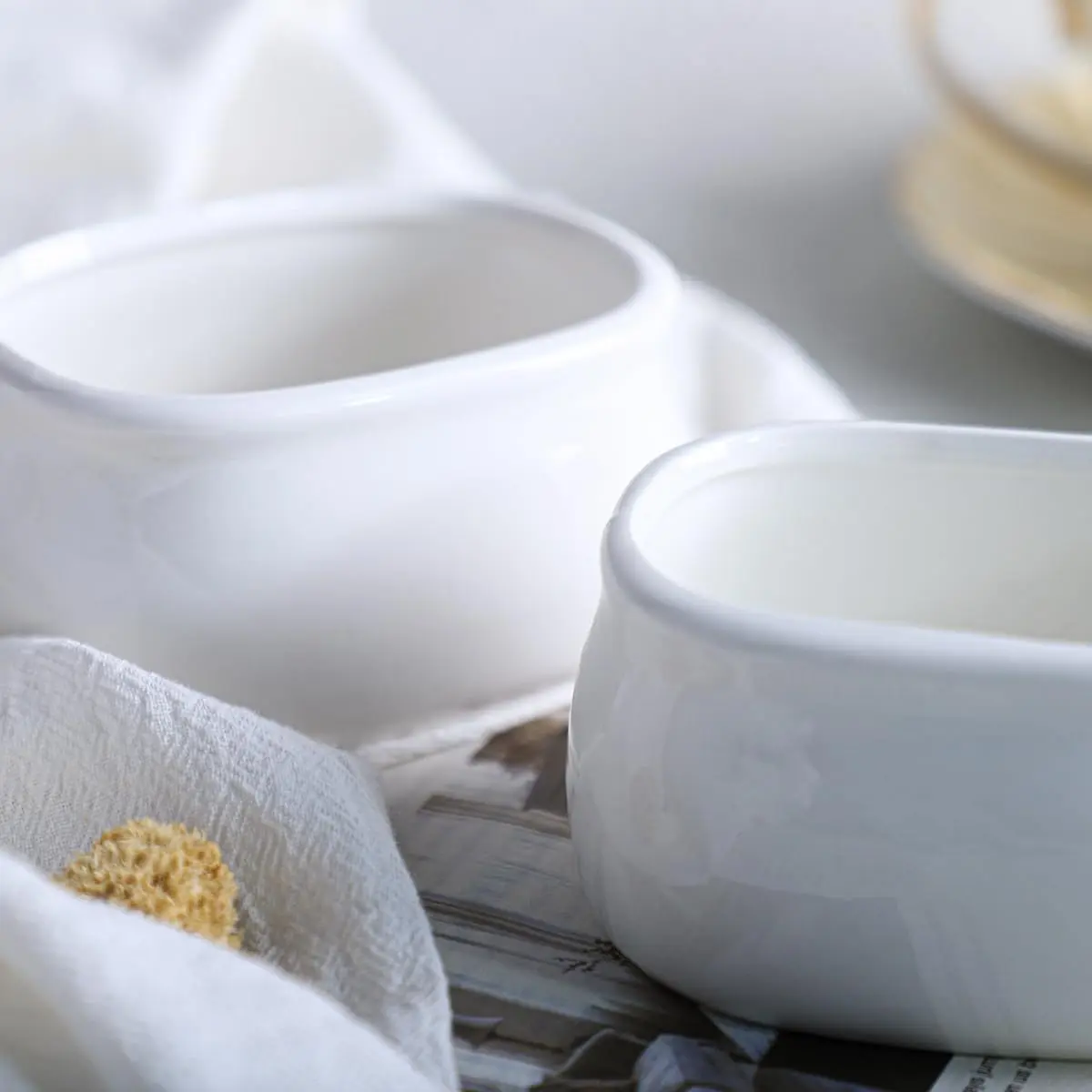 Sizikato Pure White Porcelain Sugar Packet Holder Tea Bowl 3.7 Inches | Durable & Easy to Clean - view 7
