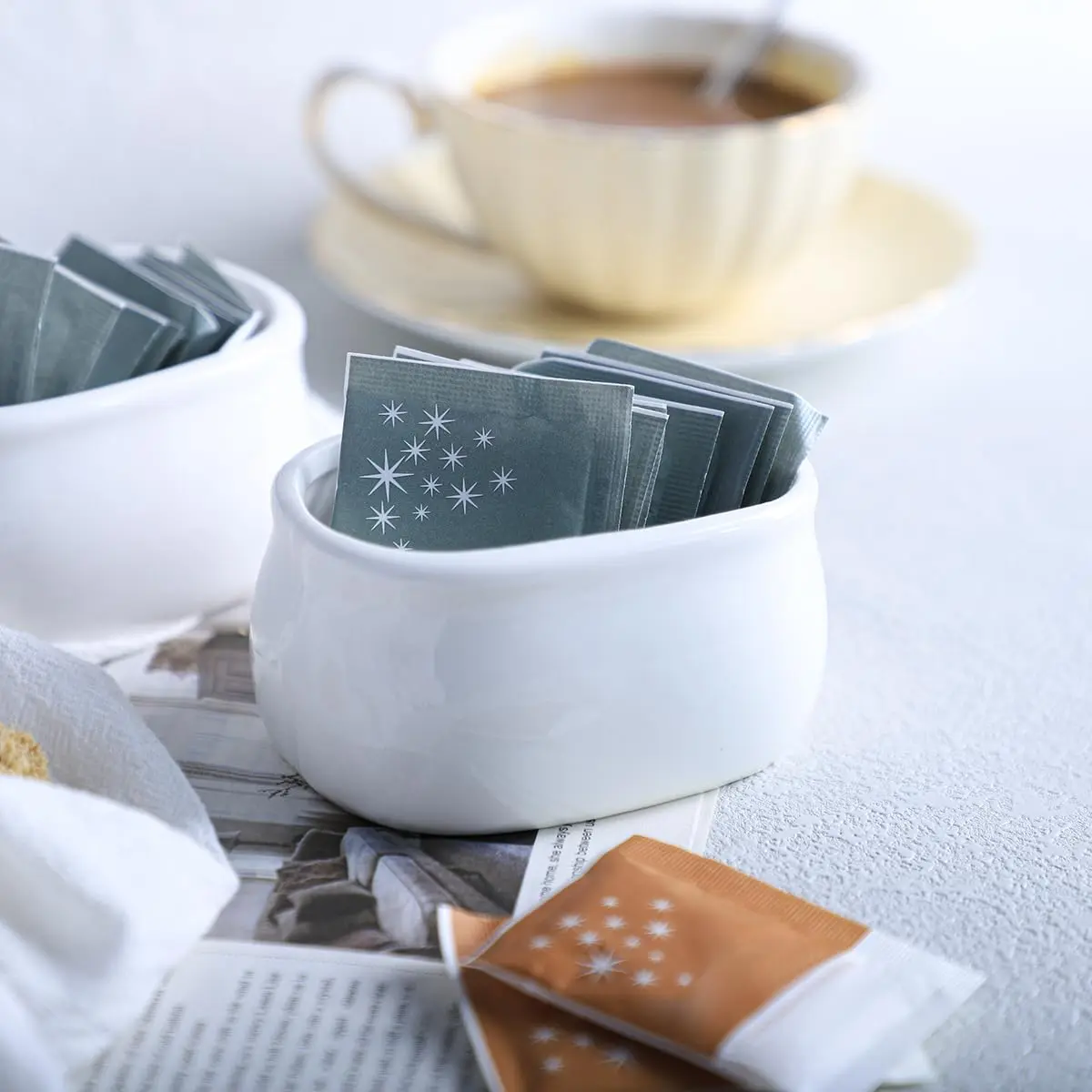 Sizikato Pure White Porcelain Sugar Packet Holder Tea Bowl 3.7 Inches | Durable & Easy to Clean - view 4