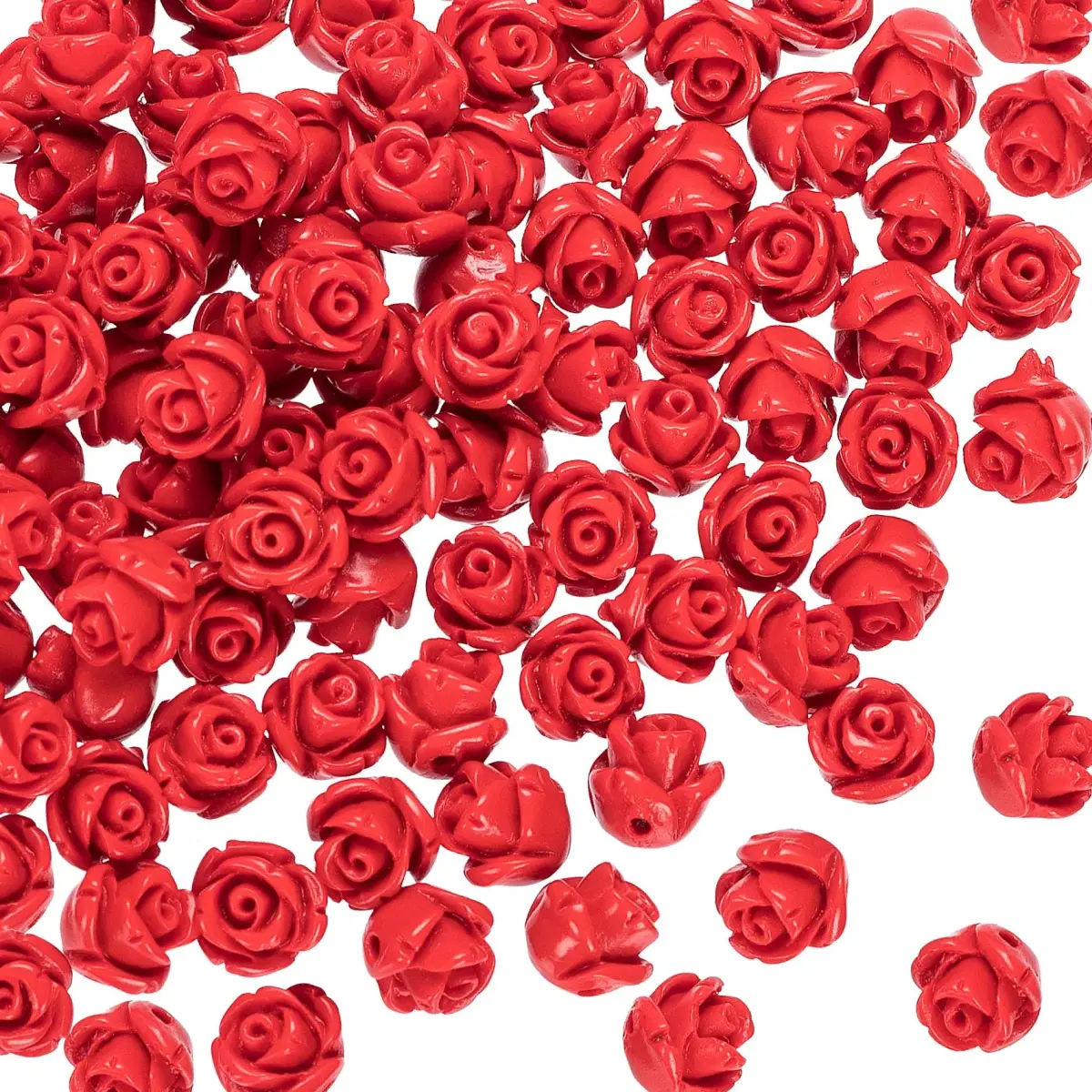 OIIKI Cinnabar Carved Rose Beads 8mm (100PCS) | Authentic USA Import for Jewelry Making - main product image
