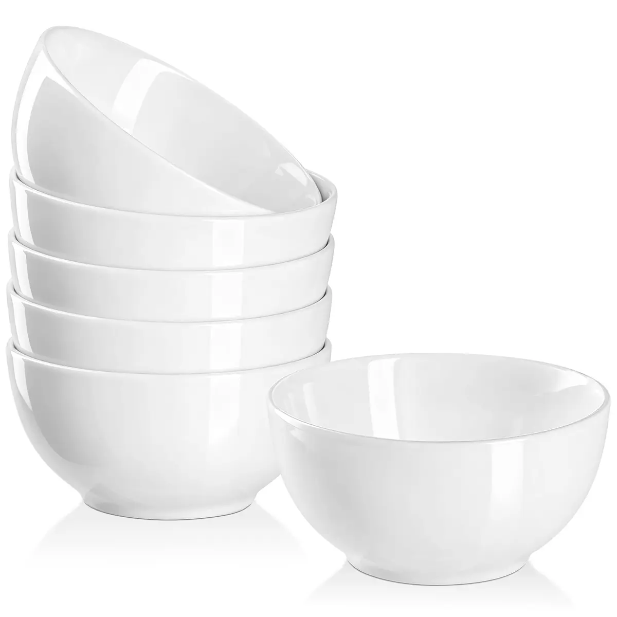 Yedio 10 OZ White Ceramic Soup Bowls of 6 | Small Porcelain Bowls for Kitchen & Dining - main product image
