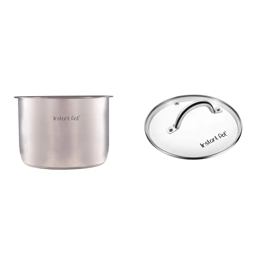 Instant Pot Stainless Steel Inner Cooking Pot & Tempered Glass Lid 8 Quart (6.7 L) | Food Grade 304 (18/8) Steel - main product image