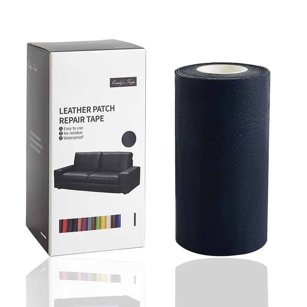 Cindy's Tape Retro Dark Blue Leather Repair Tape 4 inch x 5 ft (48 sq ft) | Heavy Duty Self-Adhesive Patch for Furniture & Car Seats - main product image