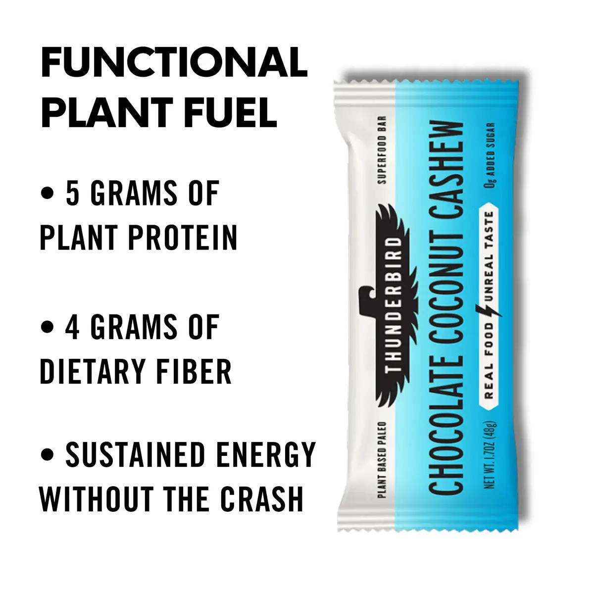 Thunderbird Real Food Bars Gluten-Free Protein Snack 12x1.7 oz | Vegan Paleo Non-GMO - view 5