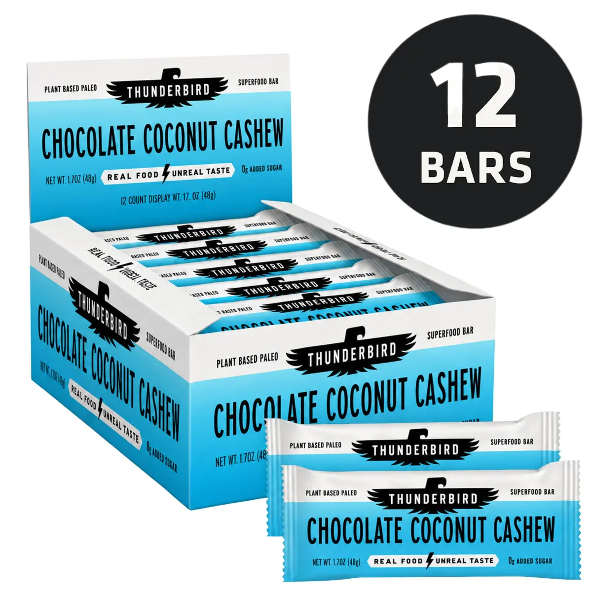 Thunderbird Real Food Bars Gluten-Free Protein Snack 12x1.7 oz | Vegan Paleo Non-GMO - view 7