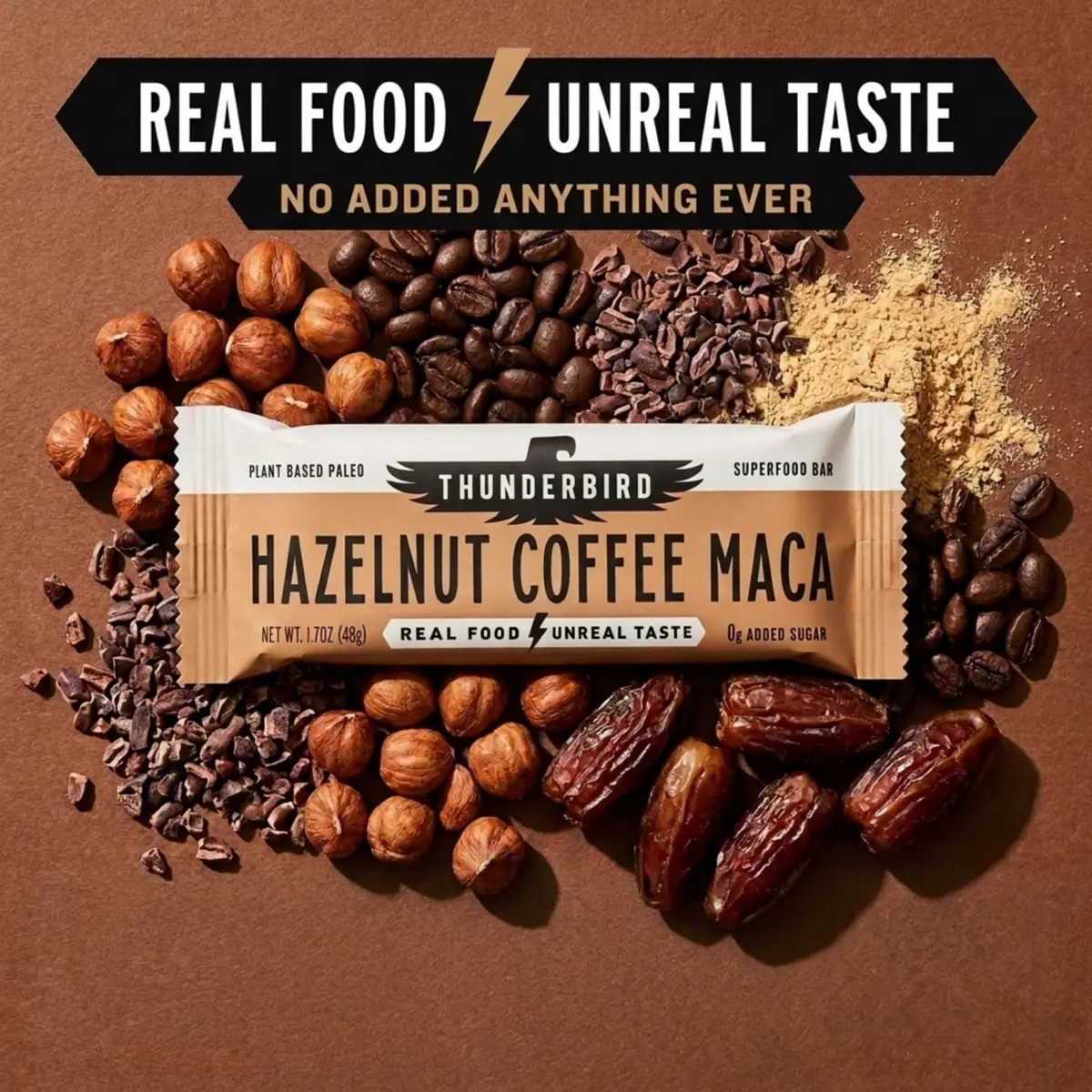Thunderbird Real Food Bars Hazelnut 12 count | Gluten-Free Vegan Paleo Snack - view 3