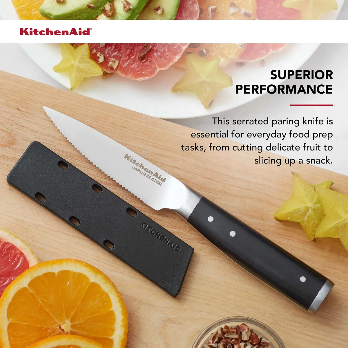 KitchenAid Gourmet Serrated Paring Knife 9cm (3.5-inch) | Forged Japanese Steel Blade - view 3