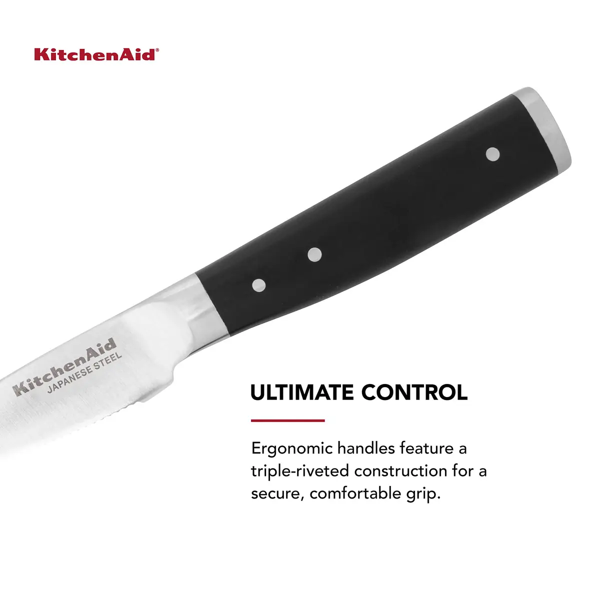 KitchenAid Gourmet Serrated Paring Knife 9cm (3.5-inch) | Forged Japanese Steel Blade - view 4