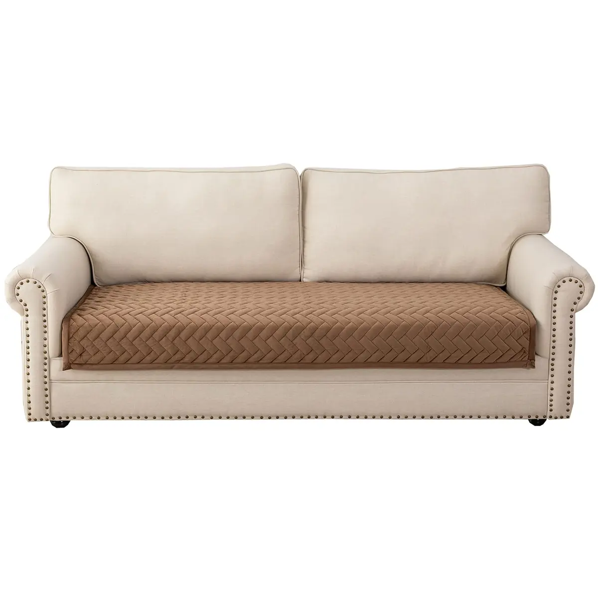 Eismodra Couch Cover for 3 Cushion Sofa | Anti-Slip Sectional Slipcover in Brown, 36"x47" - main product image