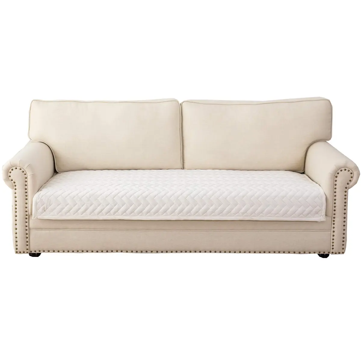Eismodra White 1 Piece Crystal Velvet Sofa Cover 109cm x 178cm | Protects Furniture from Pets & Spills - main product image