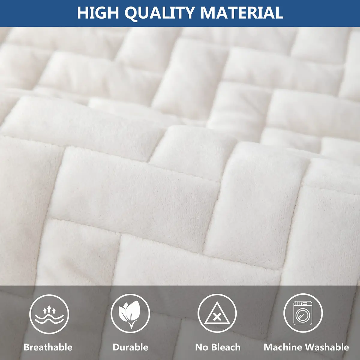 Eismodra White 1 Piece Crystal Velvet Sofa Cover 109cm x 178cm | Protects Furniture from Pets & Spills - view 3