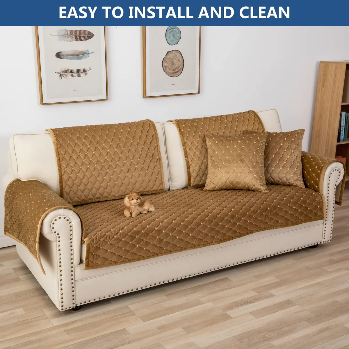 Eismodra Couch Cover for 3 Cushion Sofa | Anti-Slip Sectional Sofa Slipcover 36"x94" - view 7