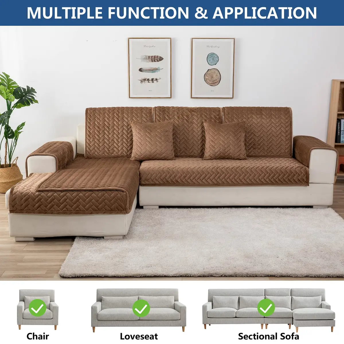 Eismodra Armrest Covers 28x28 Inches | Anti-Slip Couch Slipcover for Pets & Kids - view 2