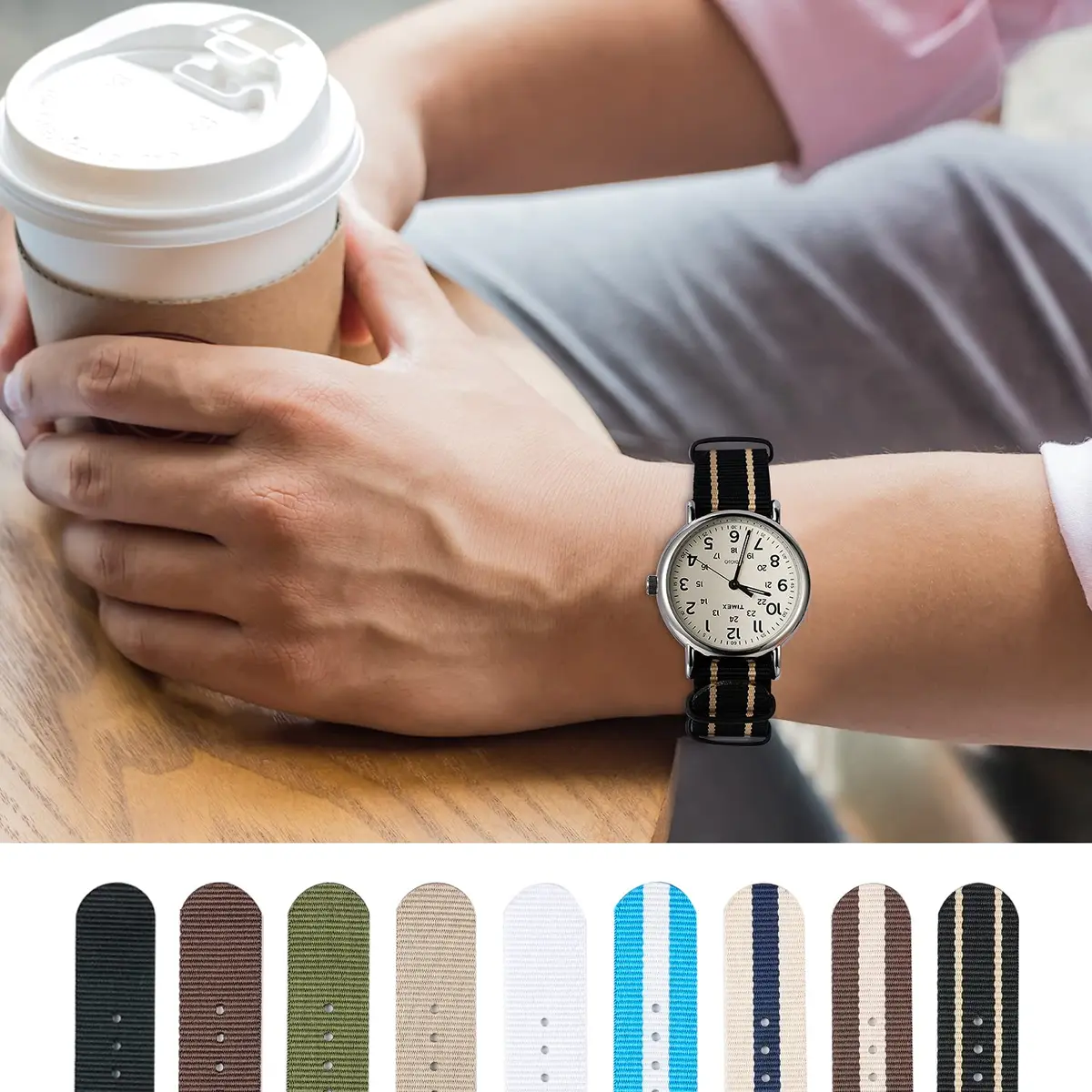 Ritche Christmas Gift 16mm Military Ballistic Nylon Watch Strap Compatible with Timex Weekender Watch Strap Timex Replacement Watch Bands for Men Women (4 Packs), White Elephant Gifts, Stocking Stuffers for Men - view 3