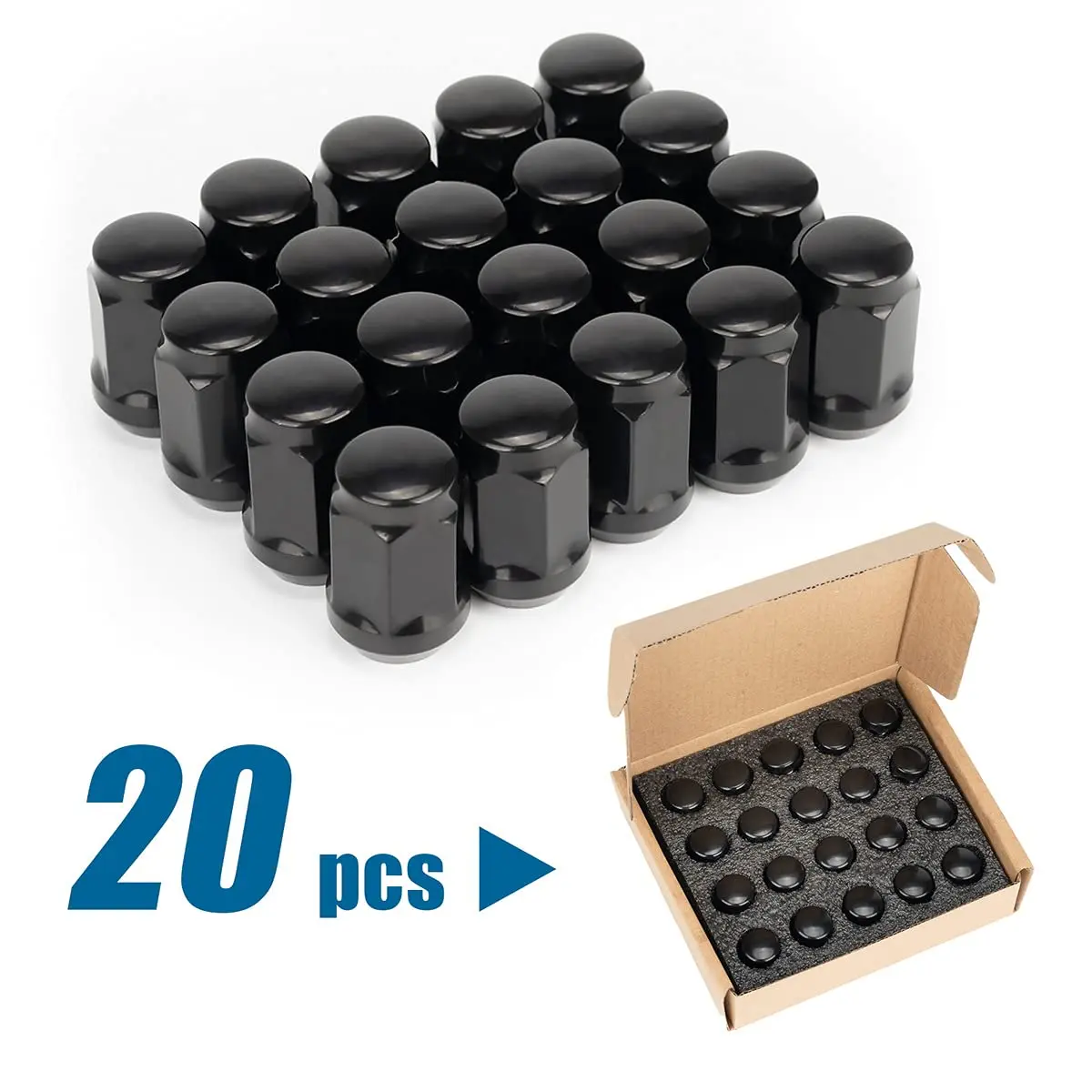 JiiinMiiin M12x1.25 Black Lug Nuts with Cone Seat, 20PCS | Durable Alloy Steel, Rust-Resistant - view 8