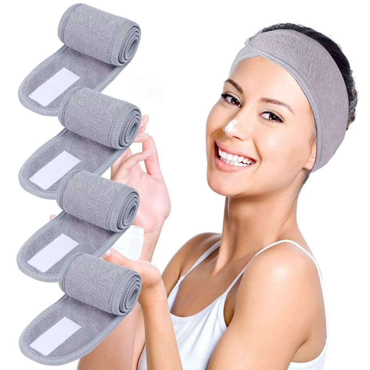 TDHDIKE Facial Spa Headbands 4 PCS | Adjustable Terry Cloth for Women Washing Face - main product image