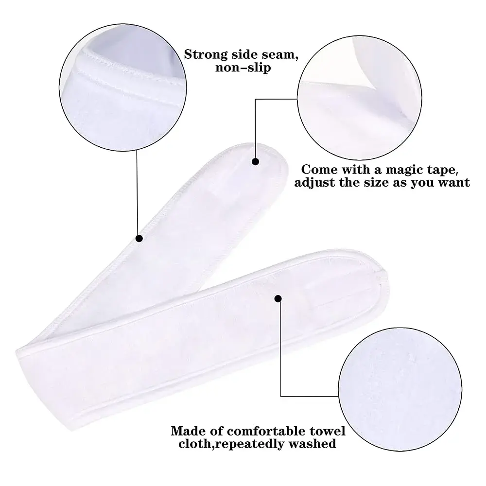 TDHDIKE White 4PCS Facial Spa Headbands | Soft Terry Cloth for Makeup & Shower - view 3