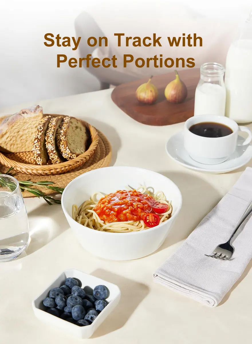 Yedio 32 OZ Large Ceramic Bowls Set of 4 | White Dinnerware for Kitchen & Dining - view 5