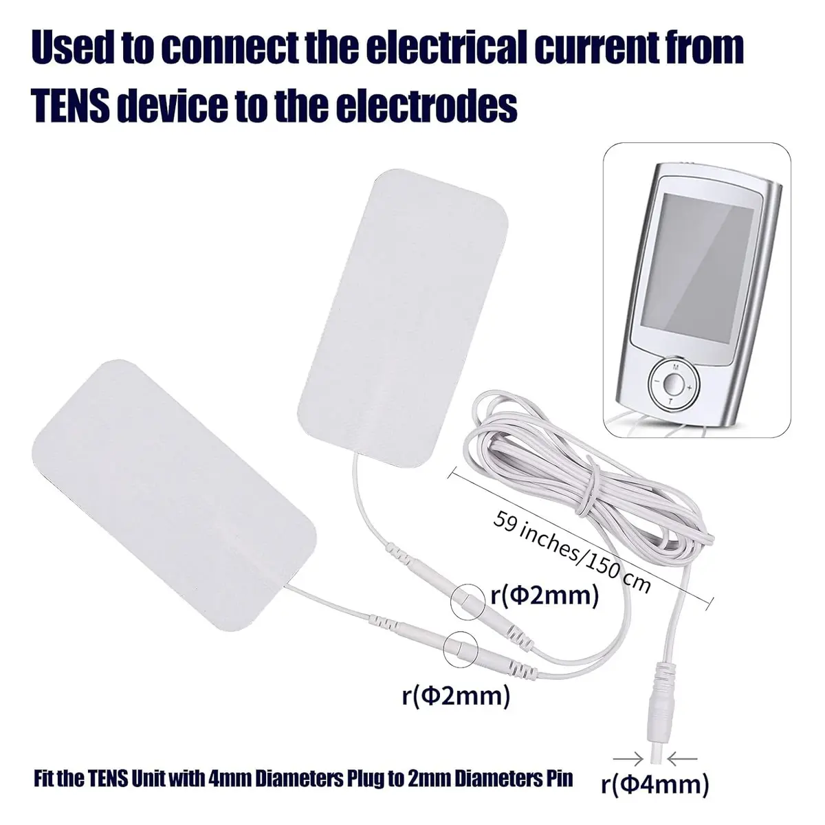 LiteTour TENS Lead Wires 150cm (59") | Connect TENS Device to Electrodes - view 3