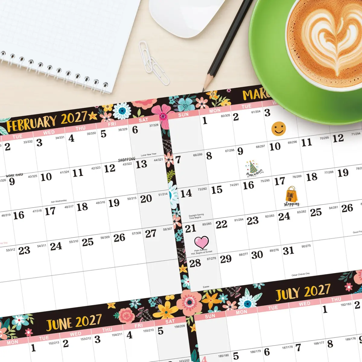 Lemome Home 2027 Dry Erase Calendar for Wall | Yearly Wall Calendar 34.6" x 22.9" - view 4