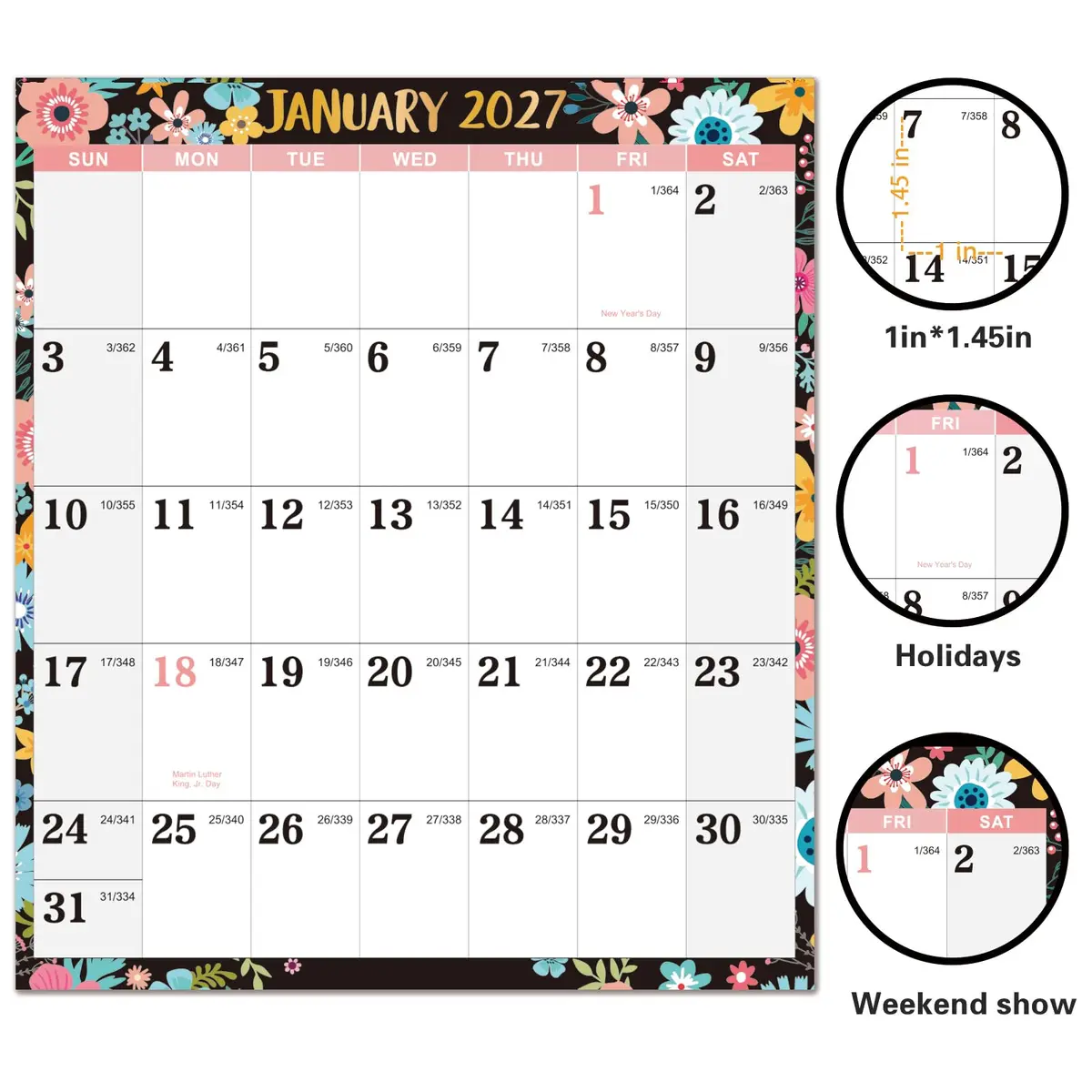 Lemome Home 2027 Dry Erase Calendar for Wall | Yearly Wall Calendar 34.6" x 22.9" - view 3
