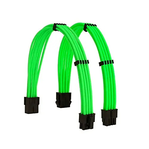 Formulamod Green Sleeve Extension Power Supply Cable Kit 30cm (11.8 inch) | 18AWG EPS 8-P+PCI-8-P with Cable Combs - view 2