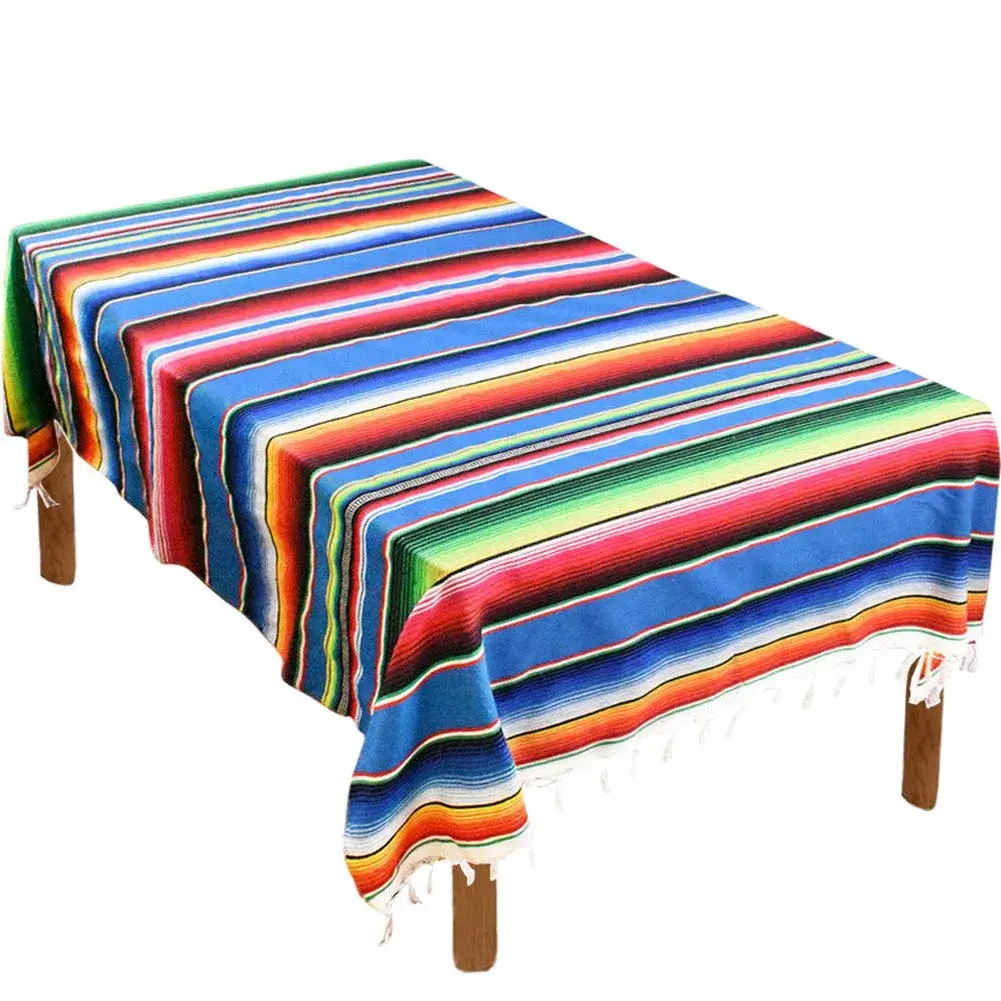 Hxezoc Blue Striped Table Runner 150 cm (59 Inch) | Handwoven Cotton for Festive Indian Dining - main product image