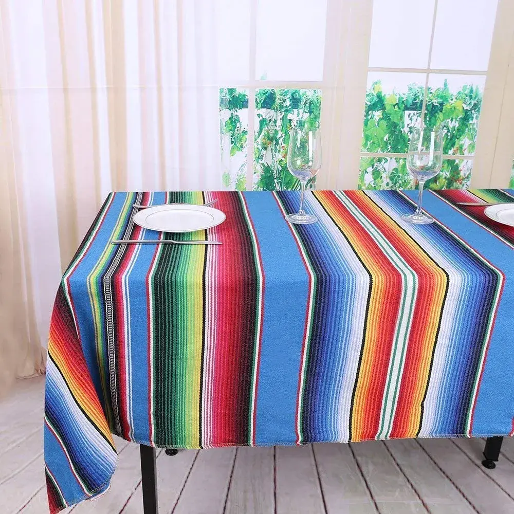Hxezoc Blue Striped Table Runner 150 cm (59 Inch) | Handwoven Cotton for Festive Indian Dining - view 3