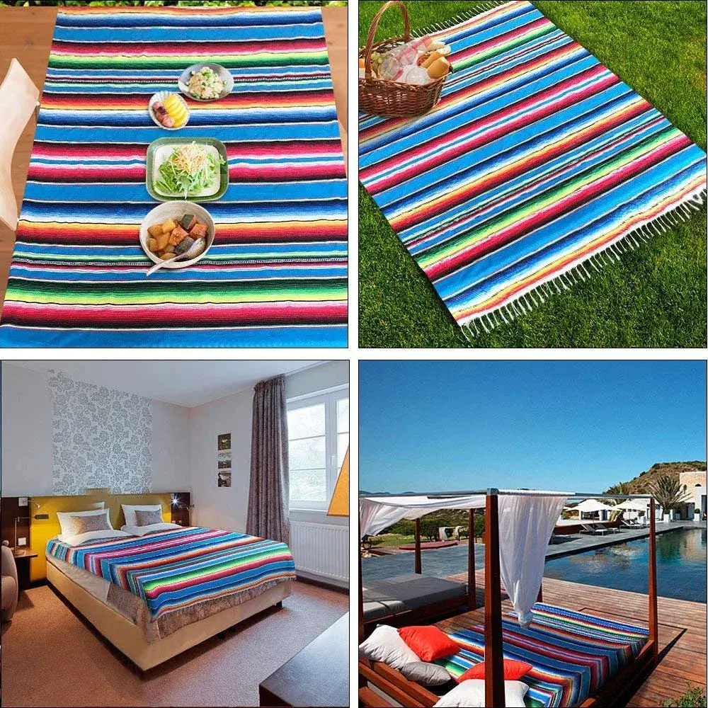Hxezoc Blue Striped Table Runner 150 cm (59 Inch) | Handwoven Cotton for Festive Indian Dining - view 4