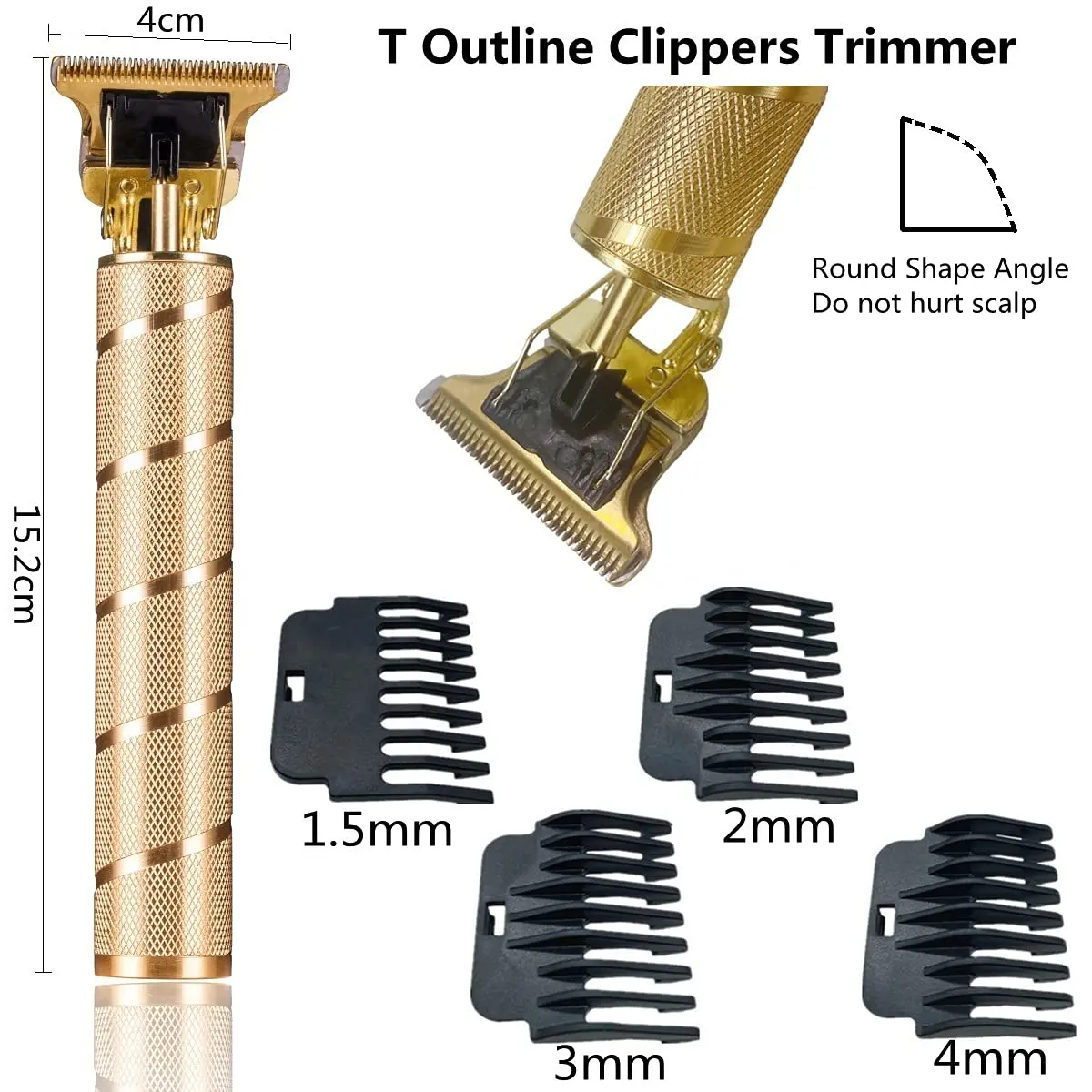 goldseaside Pro T Clippers, Electric Li Trimmers, Cordless Rechargeable, Professional Baldheaded Hair Clipper for Men (Gold) | Precise T-Blade - view 2