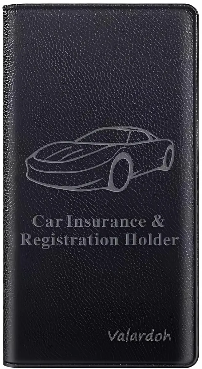 Valardoh Premium PU Leather Car Document Holder with Magnetic Closure & 6 Pockets | 24cm x 13cm (9.5" x 5.1") Black - main product image