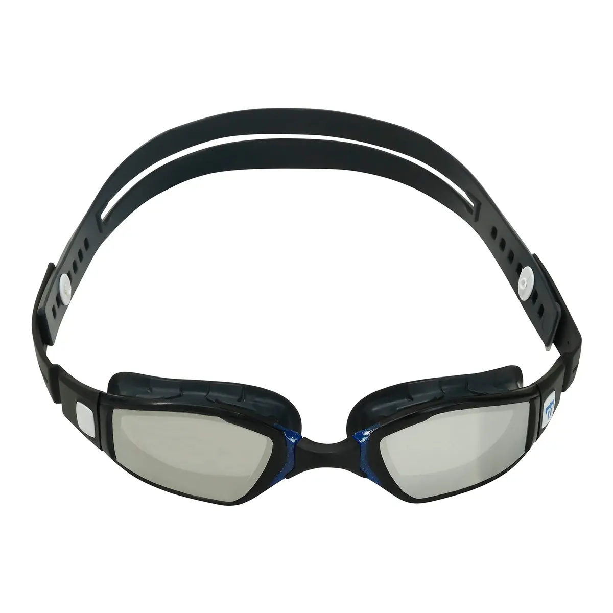 Phelps Ninja Competitive Swim Goggles - Silver Mirror Lens, Gray & Navy Frame | Anti-Fog, UV Protection - view 2